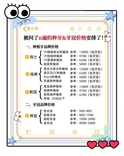 种植牙报价表_种植牙费用明细表_3个种植牙价目表